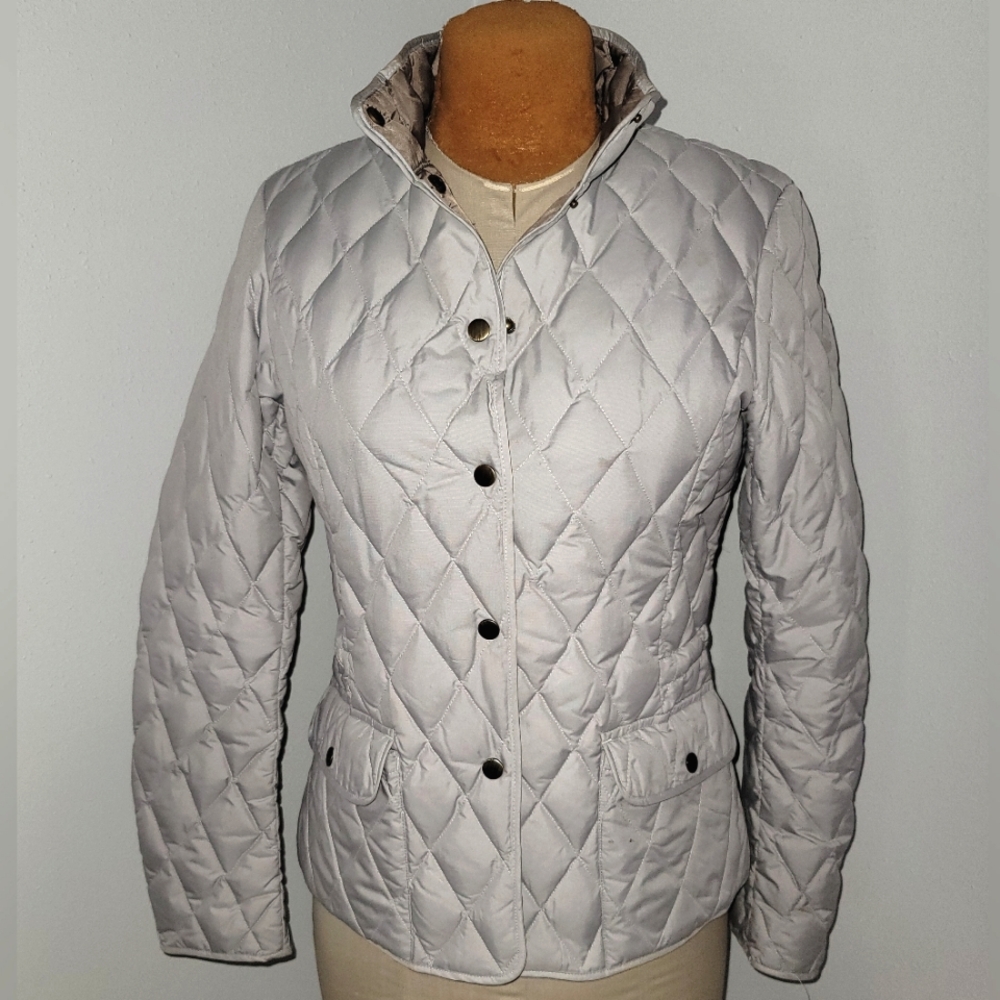 Eddie Bauer silver/gray quilted goose down Sz MT - Picture 5 of 16